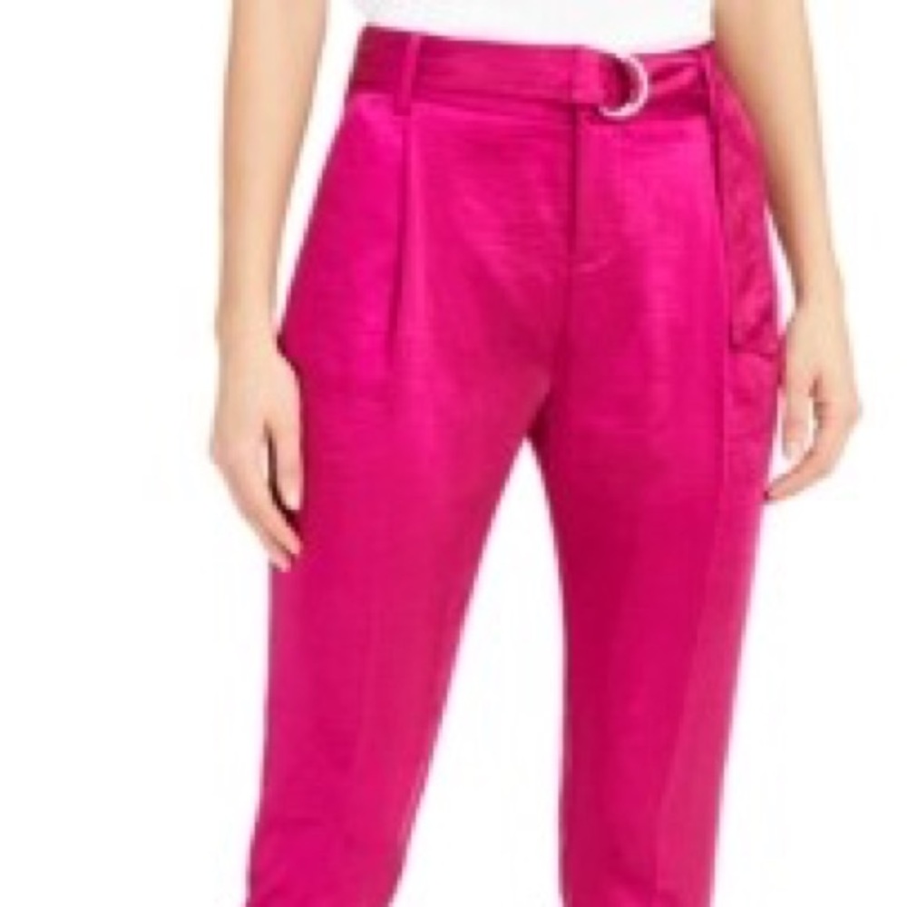 INC  Pink Satin Belted Ankle Length Pants Size 12